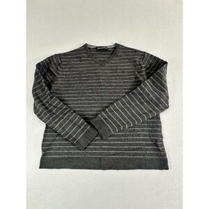 Banana Republic Mens S Gray 100% Italian Extra Fine Merino Wool Striped Sweater